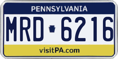 PA license plate MRD6216