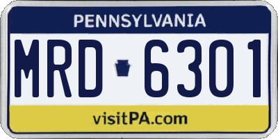 PA license plate MRD6301