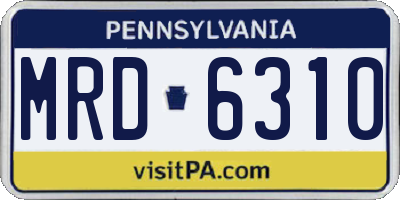PA license plate MRD6310
