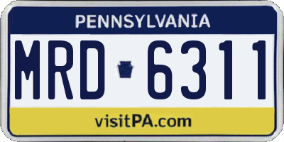 PA license plate MRD6311
