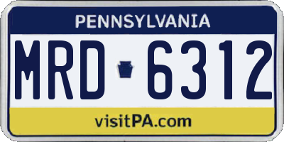 PA license plate MRD6312
