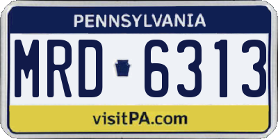 PA license plate MRD6313