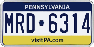 PA license plate MRD6314