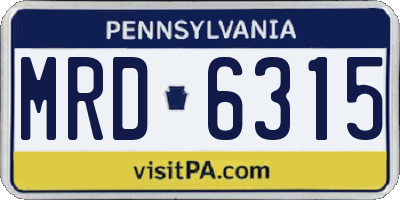 PA license plate MRD6315