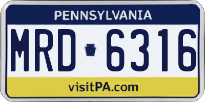 PA license plate MRD6316