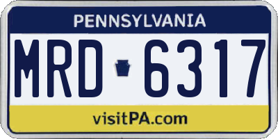 PA license plate MRD6317