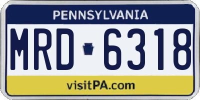 PA license plate MRD6318
