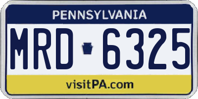 PA license plate MRD6325