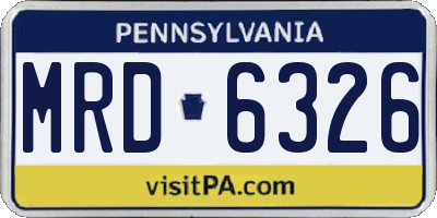 PA license plate MRD6326