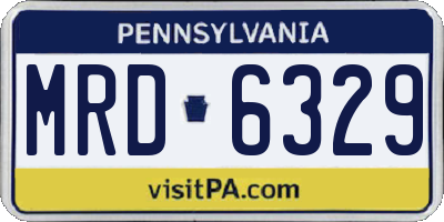 PA license plate MRD6329