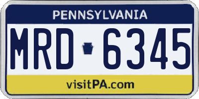 PA license plate MRD6345