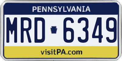 PA license plate MRD6349