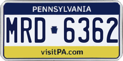 PA license plate MRD6362