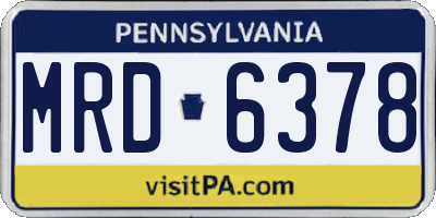 PA license plate MRD6378