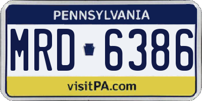 PA license plate MRD6386