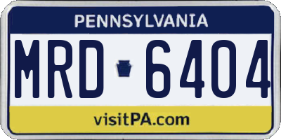PA license plate MRD6404