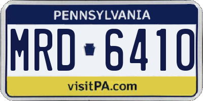 PA license plate MRD6410