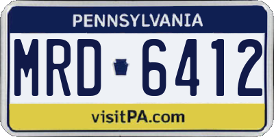 PA license plate MRD6412