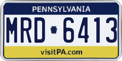 PA license plate MRD6413