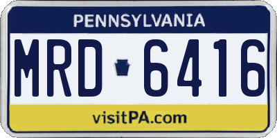 PA license plate MRD6416