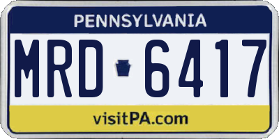 PA license plate MRD6417