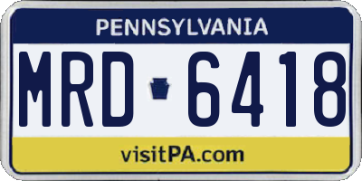 PA license plate MRD6418