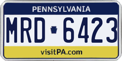 PA license plate MRD6423
