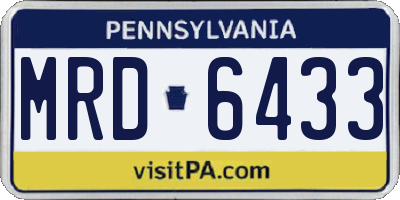 PA license plate MRD6433