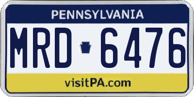 PA license plate MRD6476