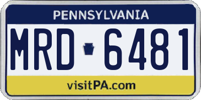 PA license plate MRD6481