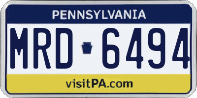 PA license plate MRD6494
