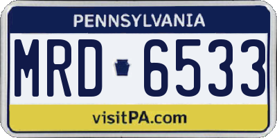 PA license plate MRD6533