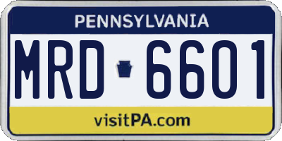 PA license plate MRD6601