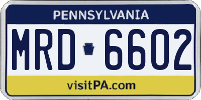 PA license plate MRD6602