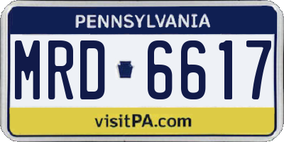 PA license plate MRD6617