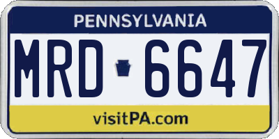 PA license plate MRD6647