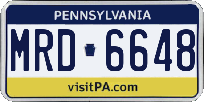 PA license plate MRD6648