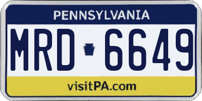 PA license plate MRD6649