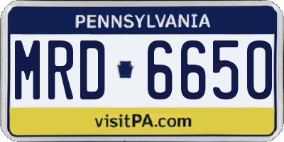 PA license plate MRD6650