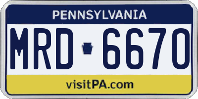 PA license plate MRD6670