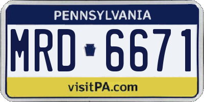PA license plate MRD6671