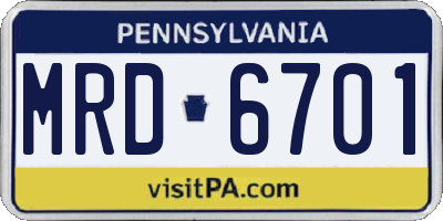 PA license plate MRD6701