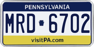 PA license plate MRD6702