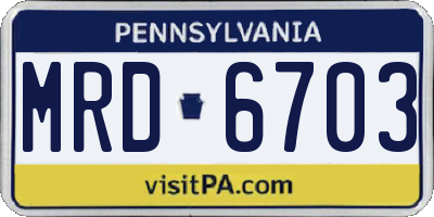 PA license plate MRD6703