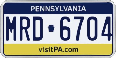 PA license plate MRD6704