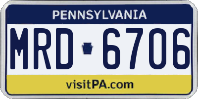 PA license plate MRD6706