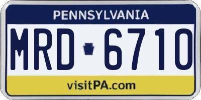 PA license plate MRD6710