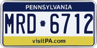 PA license plate MRD6712