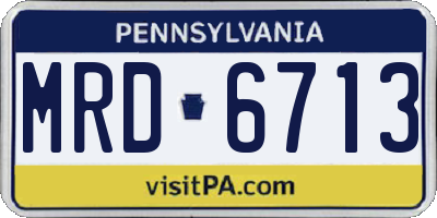 PA license plate MRD6713