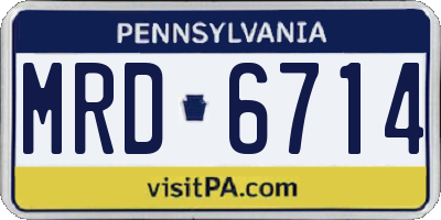 PA license plate MRD6714